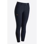 BRW013_JS013_7901_01 RG High Waist Woman Breeches är ridbyxor tillverkade av tyg i tvåvägsstretch med knägrepp i silikon för optimalt grepp i sadeln. Ridbyxorna har dolt grepp inuti midjebandet, perfekt för att fästa bättre mot din skjorta eller tröja. Den har en dragkedja framtill förstärkt med en dubbelknapp och stora öglor för att passa bra med bälte. I benavslutet sluter ridbyxorna om och tyget andas för att minska risken för skav och svett. Kontrasterande tryckt RG-logotyp ger plagget en modern look.  RG ridbyxorna är både snygga, sköna och prisvärda, finns i olika färger.