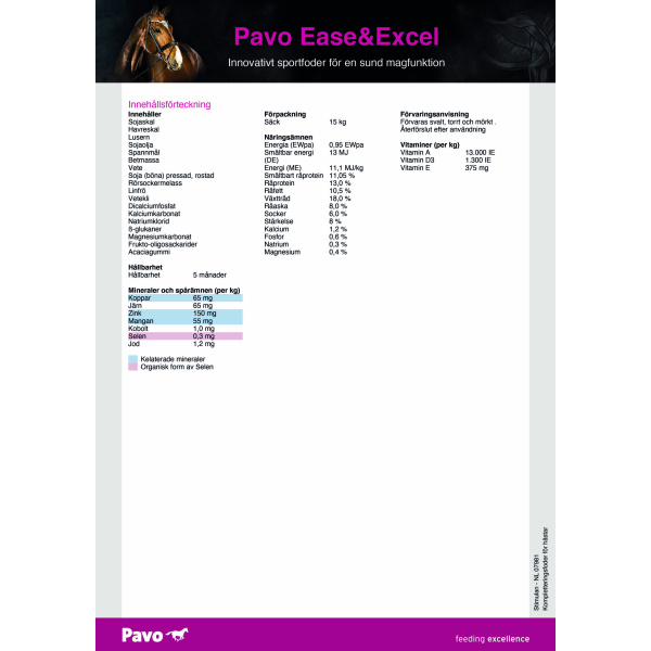 pavo foder ease & excel